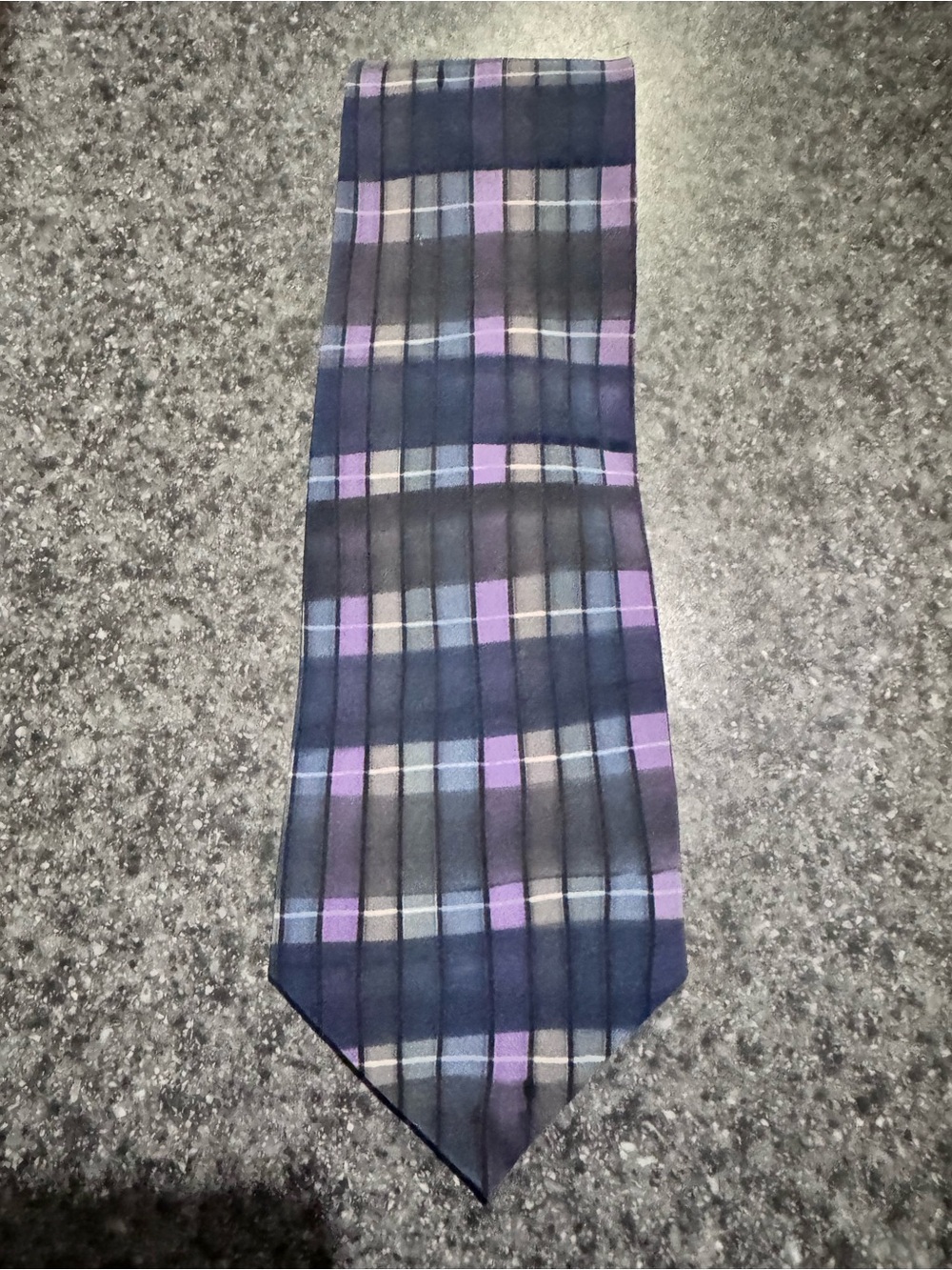 Mens Purple and Navy Plaid Dress Tie